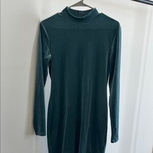 H&M Women's Dark Teal Long Sleeve Mock Neck Dress